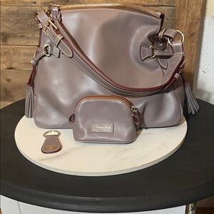 Dooney & Bourke Taupe and Burgundy Tegan Shoulder Bag Set
